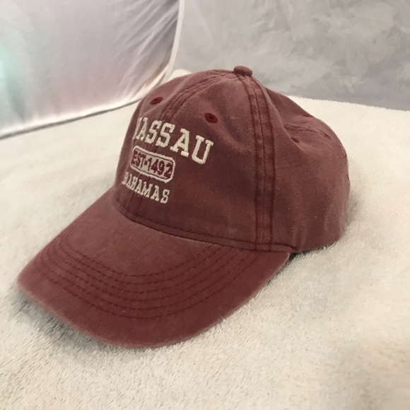 Kaufman for Nassau Bahamas on Adjustable Maroon Travel & Beach Baseball Cap - Picture 5 of 12